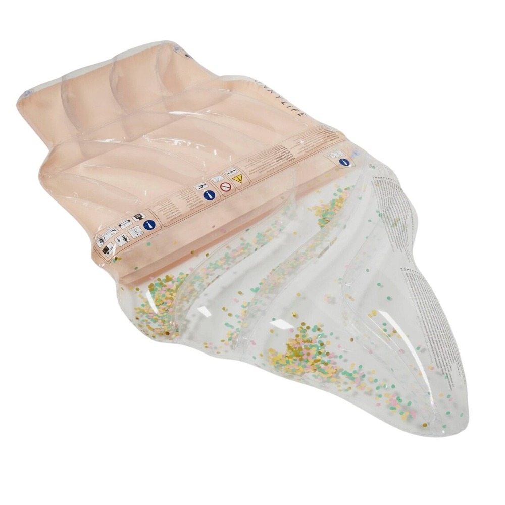 SunnyLife Ice Cream Sunday Luxe Lie On Float Inflatable Pool Lake Glitter Raft - Picture 3 of 9